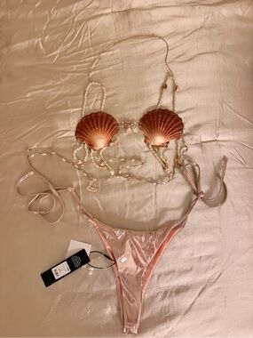 Fashion Nova Pink Shell Bikini Set